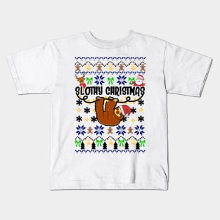 Slothy Ugly Christmas Sweater Kids T-Shirt